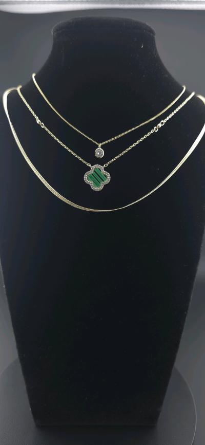 14 k plated 3 layered Necklace Set with cz - Thumbnail 6
