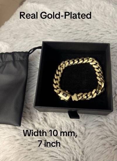 14K Real Gold Plated Royal Monaco Cuban Bracelet Italian - Thumbnail 2