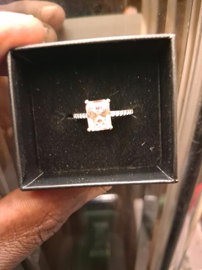ladys pink radiant cut lab diamond engagement ring - Thumbnail 6