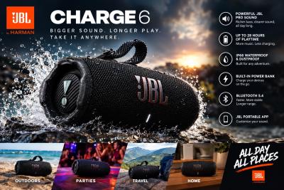 JBL Charge 6 Portable Bluetooth Speaker Black  28H Battery I - Thumbnail 6