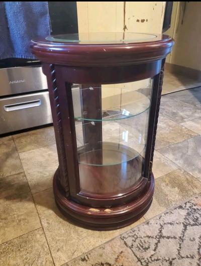 vintage bombay travertine column cabinet