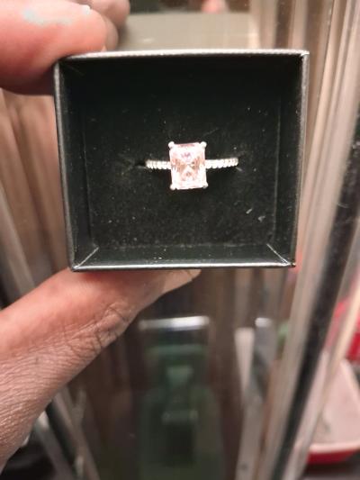 ladys pink radiant cut lab diamond engagement ring - Thumbnail 9