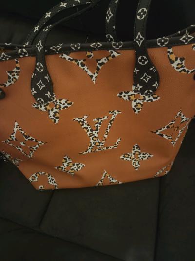 Large tote bag with letters L and V