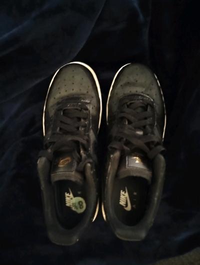 Black Nike Air Force 1 lowtop ostrichtextured leather - Thumbnail 7
