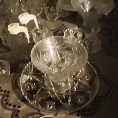 1950s Star of David Krystal serving sets punch bowl sets - Thumbnail 2
