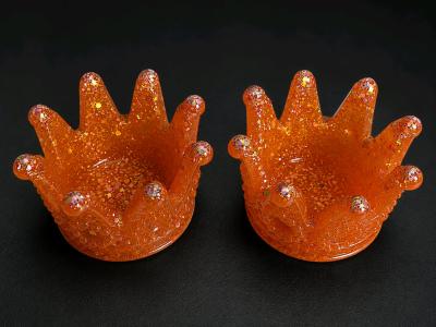 Orange set of 2 candle light holders