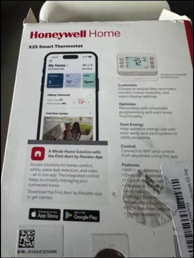 Honeywell Home X2S Smart Thermostat model RTH2CWF