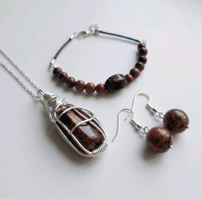 Handmade Wire Wrapped Jewelry Sets 3pcs - Thumbnail 8