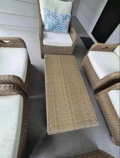 6Piece Outdoor Wicker Patio Furniture Set with Coffee Table - Thumbnail 3