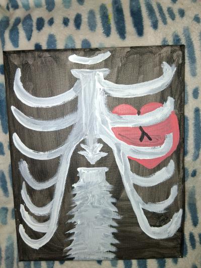 ribbed cage heart painting