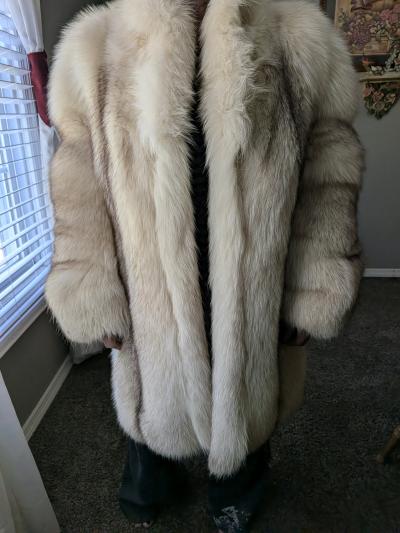 real fox fur medium length coat