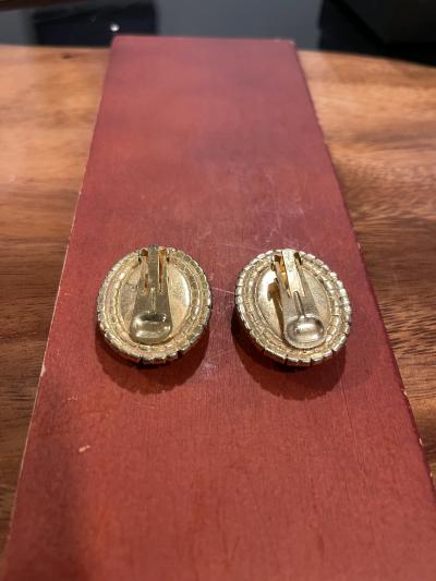 vintage black and gold earrings - Thumbnail 2