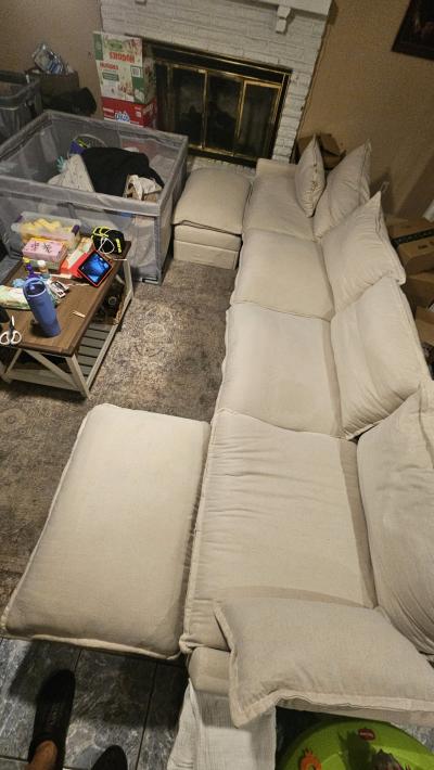 GOSUHI 1425 UShaped Modular Cloud Sectional Sofa  Beige - Thumbnail 3