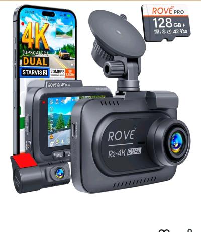 ROVE R24K Dual Dash Cam Front and Rear STARVIS 2 Sensor Free
