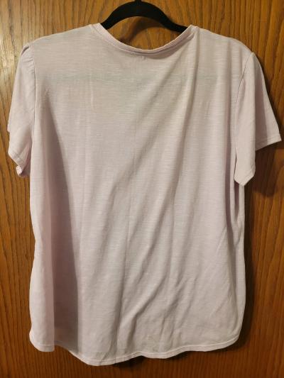 Time and Tru Pink Floral VNeck TShirt  XL 1618 Fits Large - Thumbnail 2