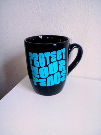 Black Handmade Coffee Mug with Vibrant Quote - Thumbnail 2