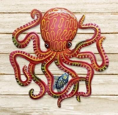 Metal Octopus and Fish Wall Decor