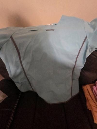 Womens scrub top sz 2x turquoise with gray trim - Thumbnail 3