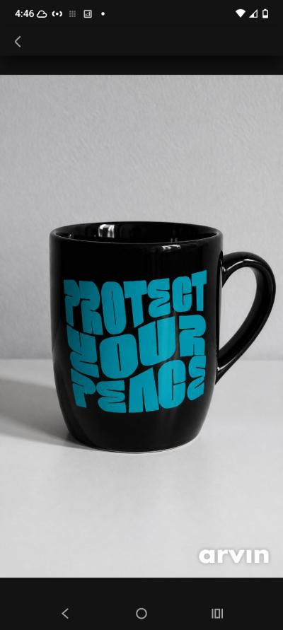 Black Handmade Coffee Mug with Vibrant Quote - Thumbnail 3