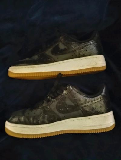 Black Nike Air Force 1 lowtop ostrichtextured leather - Thumbnail 2