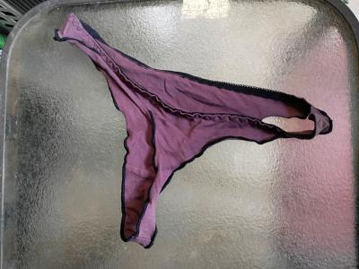 A Sexy Womans Nice New Pair of purple and black  thong panti - Thumbnail 2