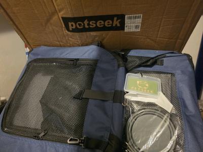 Navy blue petseek pet carrier some sided