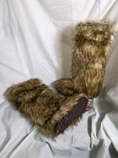 Knee High Black Faux Fur Boots