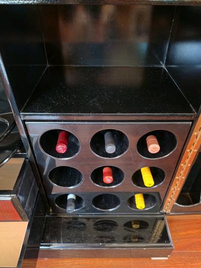 Antique Italian Service Bar Black Mahogany Lacquer - Thumbnail 9