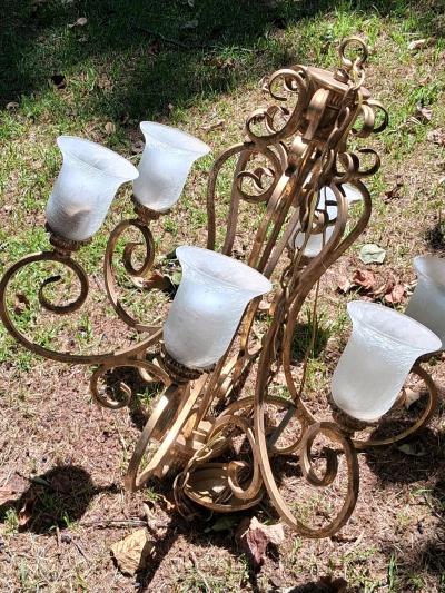 gold scrollwork frosted vintage Chandelier