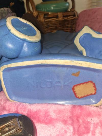 Vintage NILOAK Matte Blue Pottery Set - Thumbnail 3