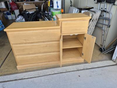 dresser stepped wood drawers cabinet - Thumbnail 3