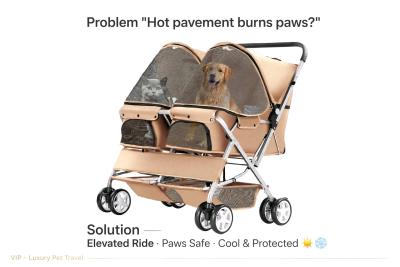 VIP 2Pet Stroller for Dogs  Cats  Premium Double Pet Stroll - Thumbnail 3