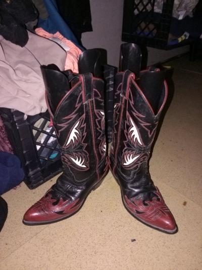 vintage black red cowgirl boots new - Thumbnail 2