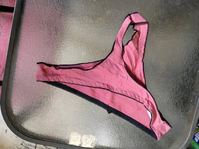 A Sexy Womans New Pair of Pink  and black thong panties - Thumbnail 2