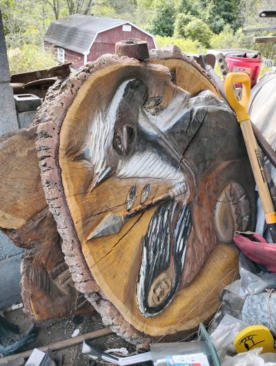 wood carving with horse and Indian - Thumbnail 2