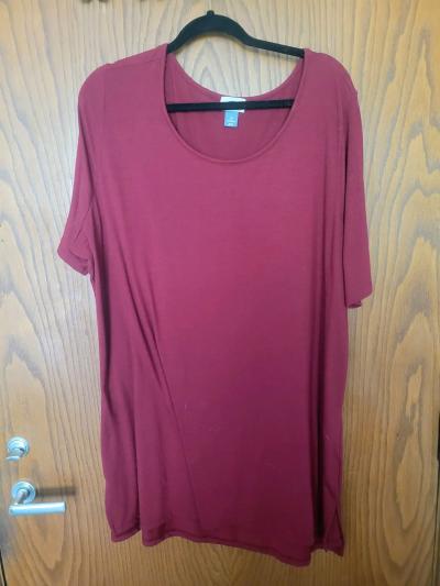 Burgundy Wine Red Short Sleeve Tunic Top 3X