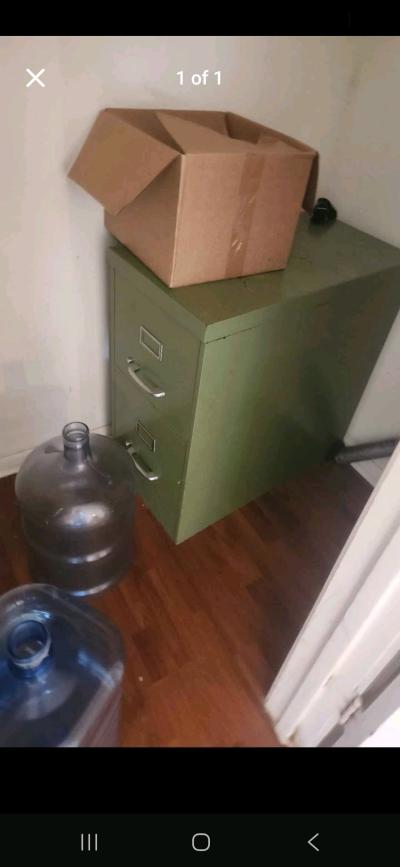 green 2 door file cabinet