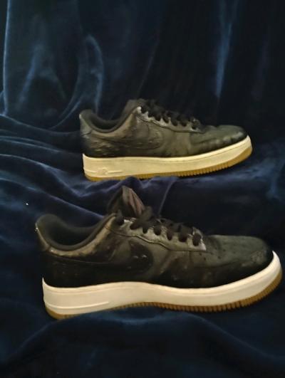 Black Nike Air Force 1 lowtop ostrichtextured leather - Thumbnail 8
