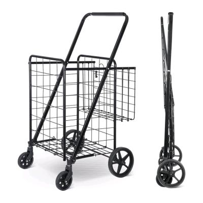 Black Steel Shopping Folding Cart - Thumbnail 4