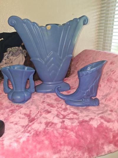 Vintage NILOAK Matte Blue Pottery Set