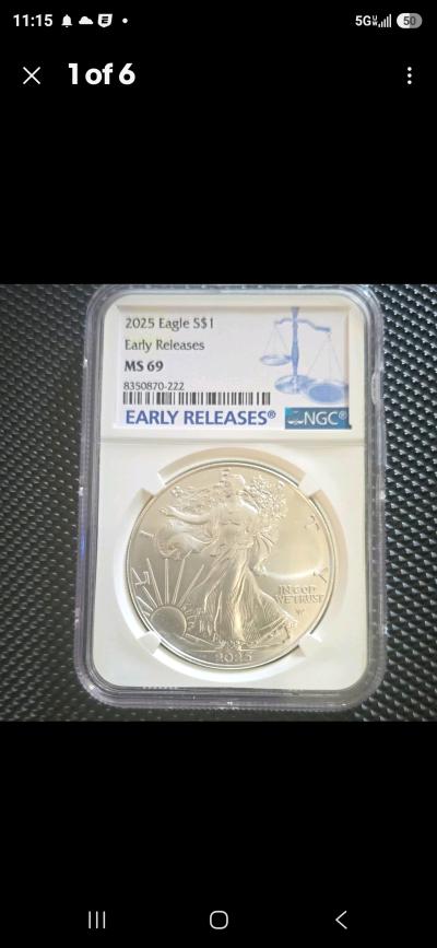2025 EARLY RELEASE MS69 1 DOLLAR SILVER EAGLE
