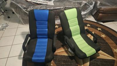 Set of 2 Folding Swivel Gaming Chairs  Blue  Green