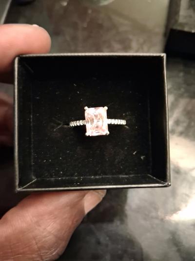 ladys pink radiant cut lab diamond engagement ring