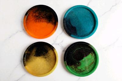 set of 4 epoxy resin coasters handmade