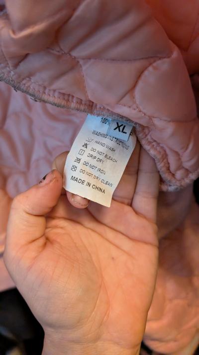 Pink Quilted Heart Bomber Jacket Womens Size XL Embroidered - Thumbnail 5