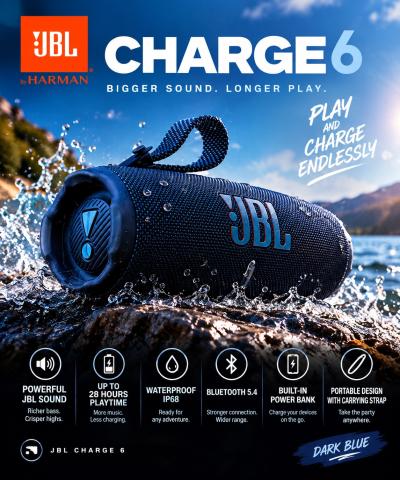 JBL Charge 6 Portable Bluetooth Speaker  Dark Blue  28H Play - Thumbnail 5