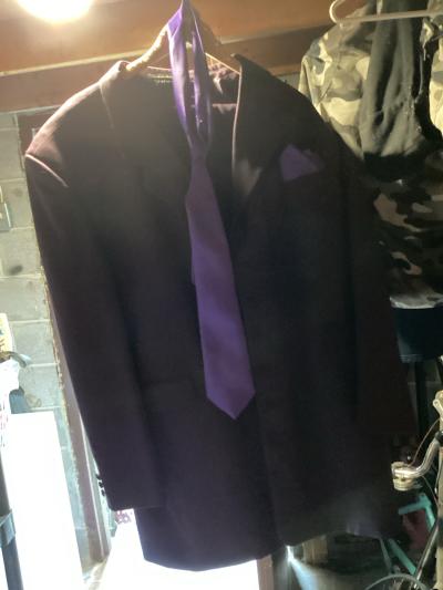 A Full Pierre Raisson Purple Formal Tuxedo Set