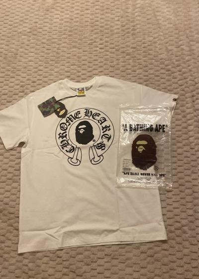 BAPE x Chrome Hearts Collab White TShirt