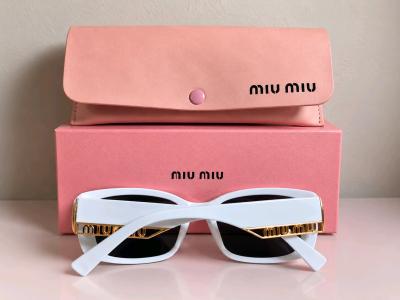 Womens White Oversized Square Sunglasses Black Lenses - Thumbnail 2
