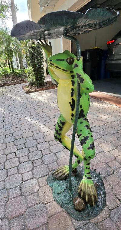 Nifao Frog Outdoor Bronze Fountain Green - Thumbnail 2